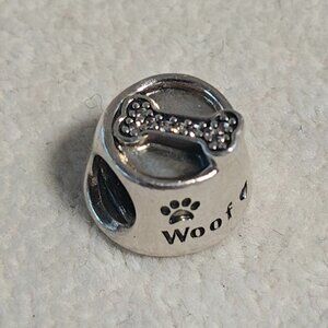 Authentic Retired Sterling Silver Woof Dog Bowl with Clear Zirconia - 791708C